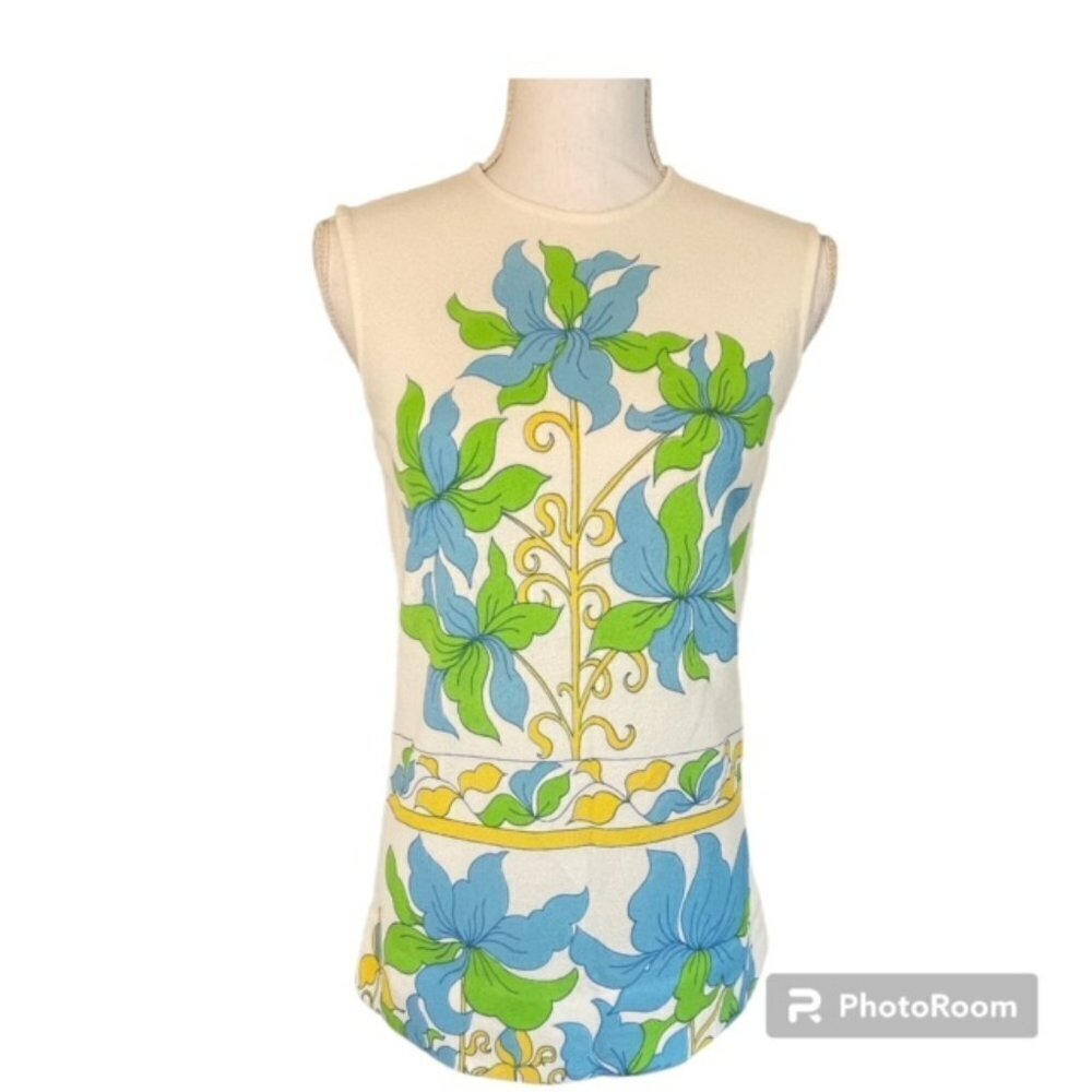 Vintage 1960's Mod Vibrant Floral Tunic Small